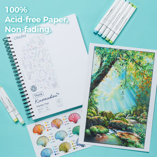 Ohuhu Heavyweight Bleedproof Double-Sided Marker Pad, Spiral-Bound - Kamakou