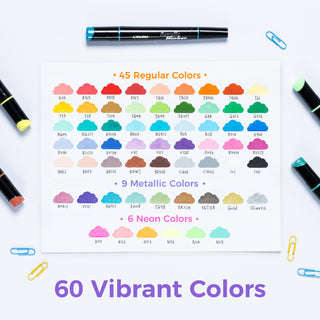 Ohuhu Dual Nib Waterproof Acrylic Pen 30 / 60 / 90 Colors - Kakaako