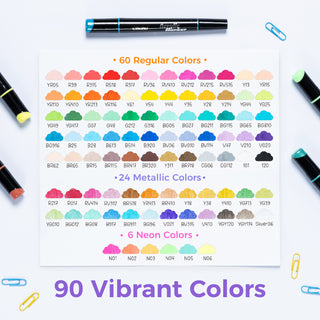 Ohuhu Dual Nib Waterproof Acrylic Pen 30 / 60 / 90 Colors - Kakaako