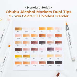 Ohuhu Honolulu 36 Skin Tone Colors Dual Tips Portrait Alcohol Art Markers (New Version)