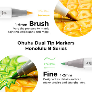 Ohuhu Honolulu 72 Colors Dual Tips Alcohol Art Markers