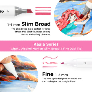 Ohuhu Kaala Five Tones Slim Broad and Fine Dual Tips Alcohol Art Markers