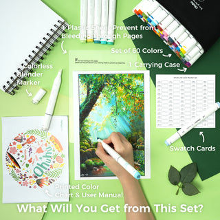 Ohuhu Oahu 60 Colors Dual Tips Alcohol Art Markers, Fine & Chisel