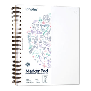 Ohuhu Bleedproof Double-Sided Marker Pad, Spiral-Bound