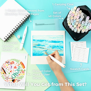 Ohuhu Honolulu 48 Pastel Colors Dual Tips Alcohol Art Markers-Sweetness