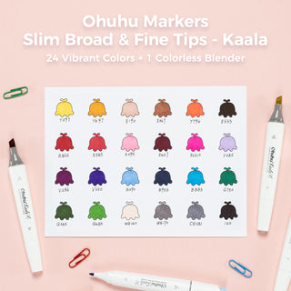 Ohuhu Kaala Five Tones Slim Broad and Fine Dual Tips Alcohol Art Markers