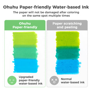 Ohuhu Pupe Paper-friendly (No Peeling) Brush and Fineliner Dual Tips 60 Colors Water-based Coloring Markers