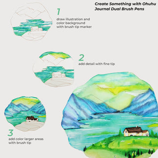 Ohuhu Maui 60 Colors Dual Tips Water Based Art Markers, Brush & Fineliner