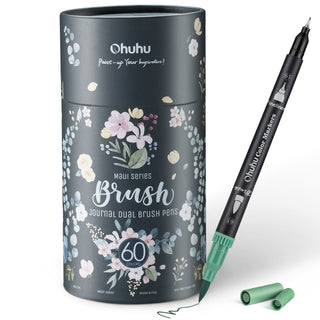 Ohuhu Maui 60 Colors Dual Tips Water Based Art Markers, Brush & Fineliner