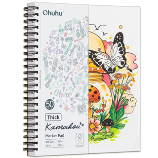 Ohuhu Heavyweight Bleedproof Double-Sided Marker Pad, Spiral-Bound - Kamakou