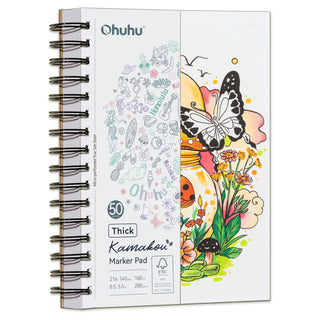 Ohuhu Heavyweight Bleedproof Double-Sided Marker Pad, Spiral-Bound - Kamakou