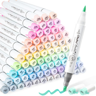 Ohuhu Honolulu² S 96 Pastel Colors Alcohol Art Markers, Brush & Soft Chisel