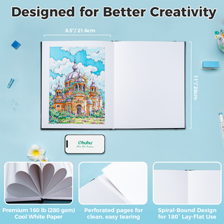 Ohuhu Heavyweight Bleedproof Double-Sided Marker Pad with PU Cover