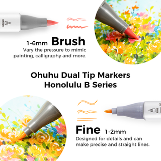 Ohuhu Honolulu 48 Mid-tone Colors Dual Tips Alcohol Art Markers (UK Only)