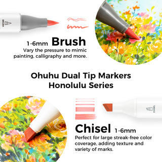 Ohuhu Honolulu 48 Mid-tone Colors Dual Tips Alcohol Art Markers (UK Only)