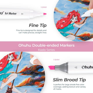 Ohuhu Kaala Dual Tips Alcohol Art Markers- 60 Colors Illustrations