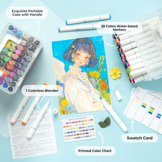 Ohuhu Paper-friendly (No Peeling) Markers Water-based 60 Colors
