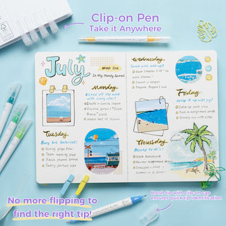 Ohuhu Colored Fineliner & Brush Pens, 12 Colors