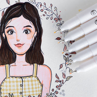 Ohuhu Maui 36 Skin Tone Colors Dual Tips Water Based Art Markers, Brush & Fineliner