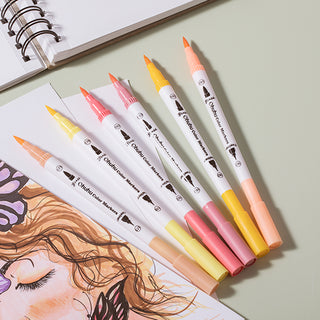 Ohuhu Maui 36 Skin Tone Colors Dual Tips Water Based Art Markers, Brush & Fineliner