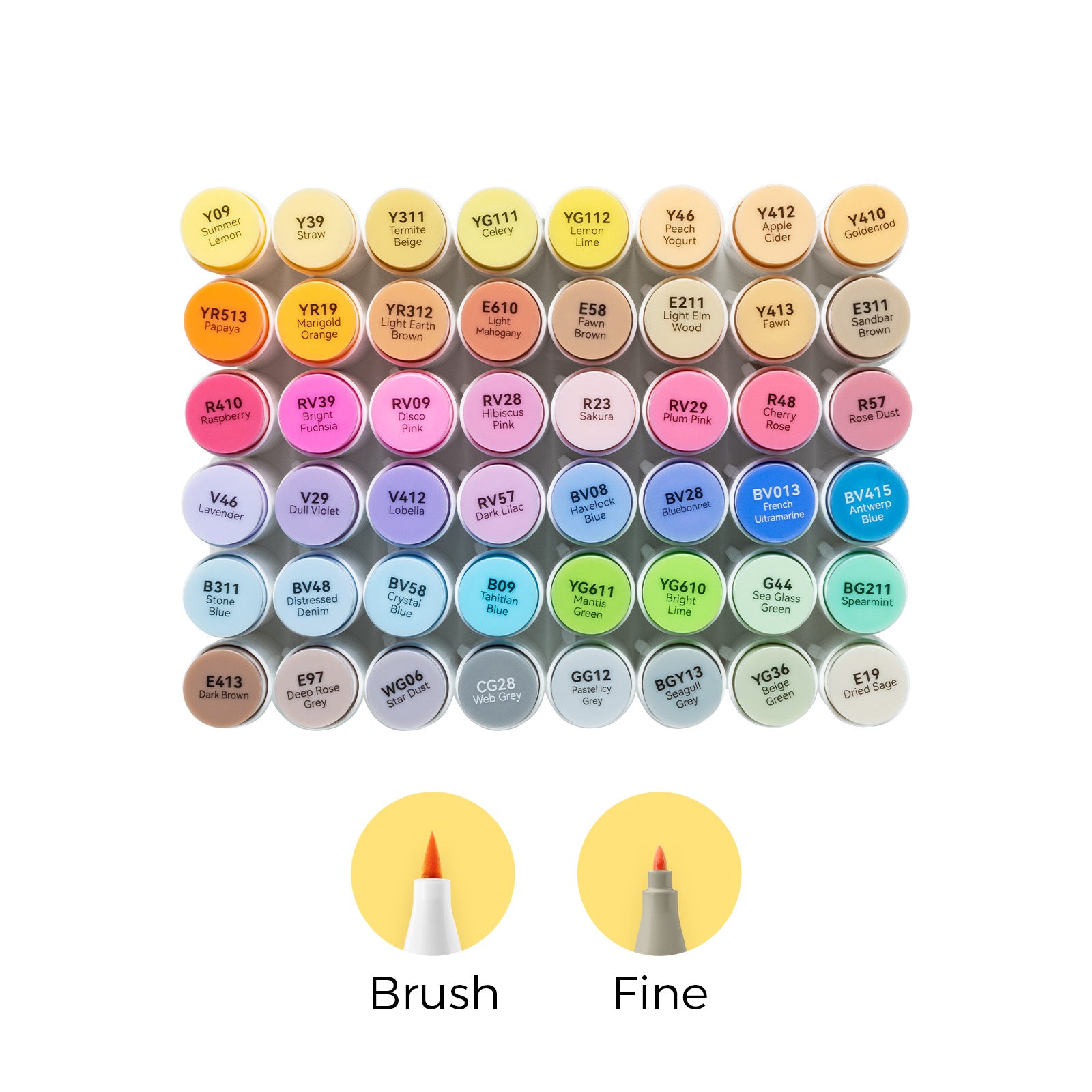 Honolulu 48 Mid tone Colors Dual Tips Alcohol Art Markers