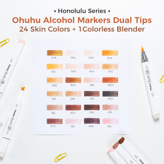 Ohuhu Honolulu 24 Skin Tone Colors Dual Tips Alcohol Art Markers (UK Only)