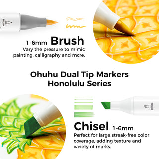 Ohuhu Honolulu 6 Colors Dual Tips Alcohol Art Markers