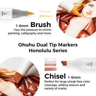 Ohuhu Honolulu 6 Colors Dual Tips Alcohol Art Markers