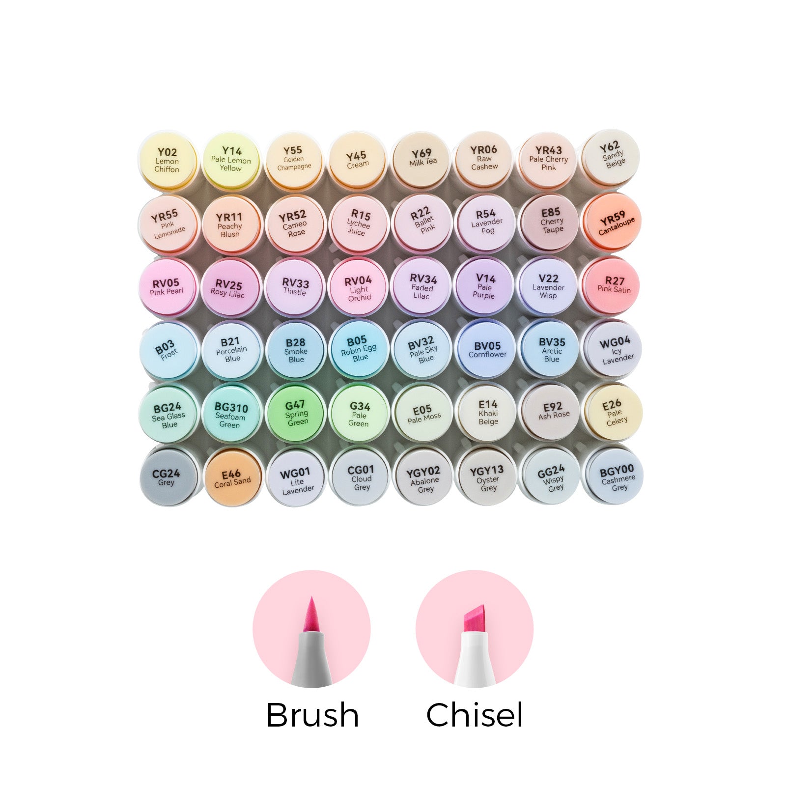 Honolulu 48 Pastel Colors Dual Tips Alcohol Art Markers Sweetness
