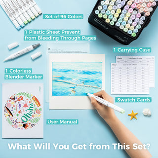 Ohuhu Honolulu 96 Pastel Colors Alcohol Art Markers - Sweetness & Blossoming