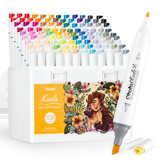 Ohuhu Kaala Four Tones Slim Broad and Fine Dual Tips Alcohol Art Markers