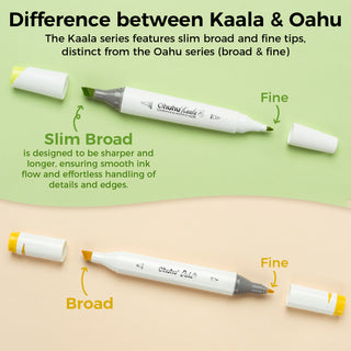 Ohuhu Kaala Four Tones Slim Broad and Fine Dual Tips Alcohol Art Markers