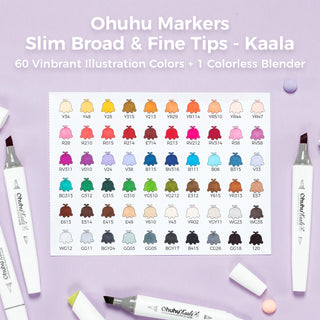Ohuhu Kaala Four Tones Slim Broad and Fine Dual Tips Alcohol Art Markers
