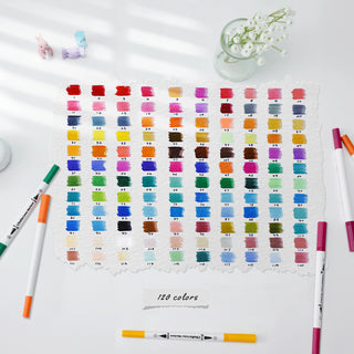 Ohuhu Maui 120 Colors Dual Tips Water Based Art Markers, Brush & Fineliner