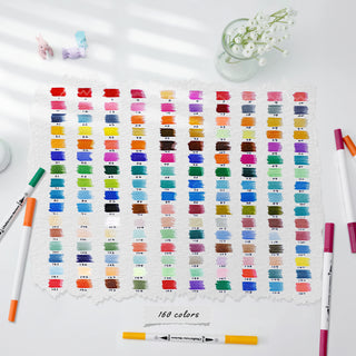 Ohuhu Maui 160 Colors Dual Tips Water Based Art Markers, Brush & Fineliner