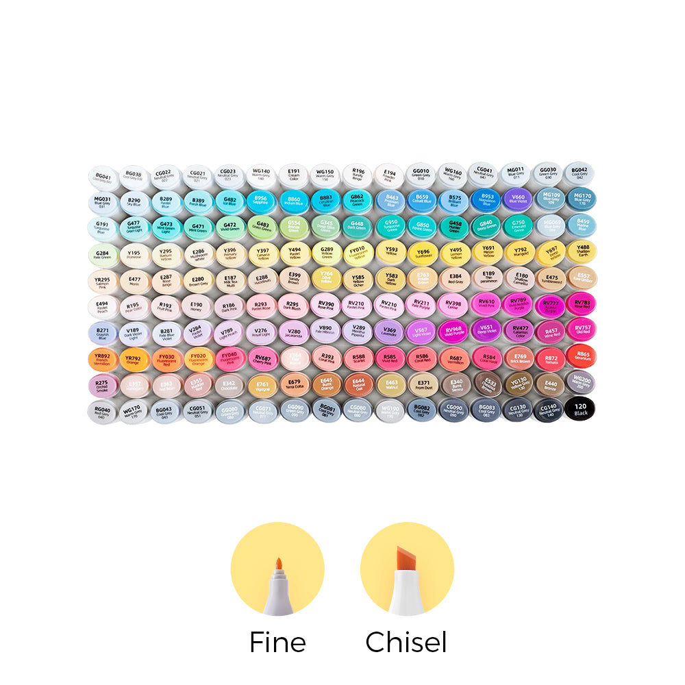 Oahu 160 Colors Dual Tips Alcohol Art Markers Fine & Chisel