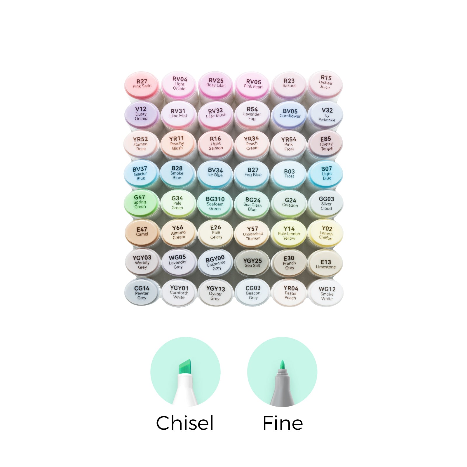 Oahu 48 Pastel Colors Dual Tips Alcohol Art Markers Fine & Chisel