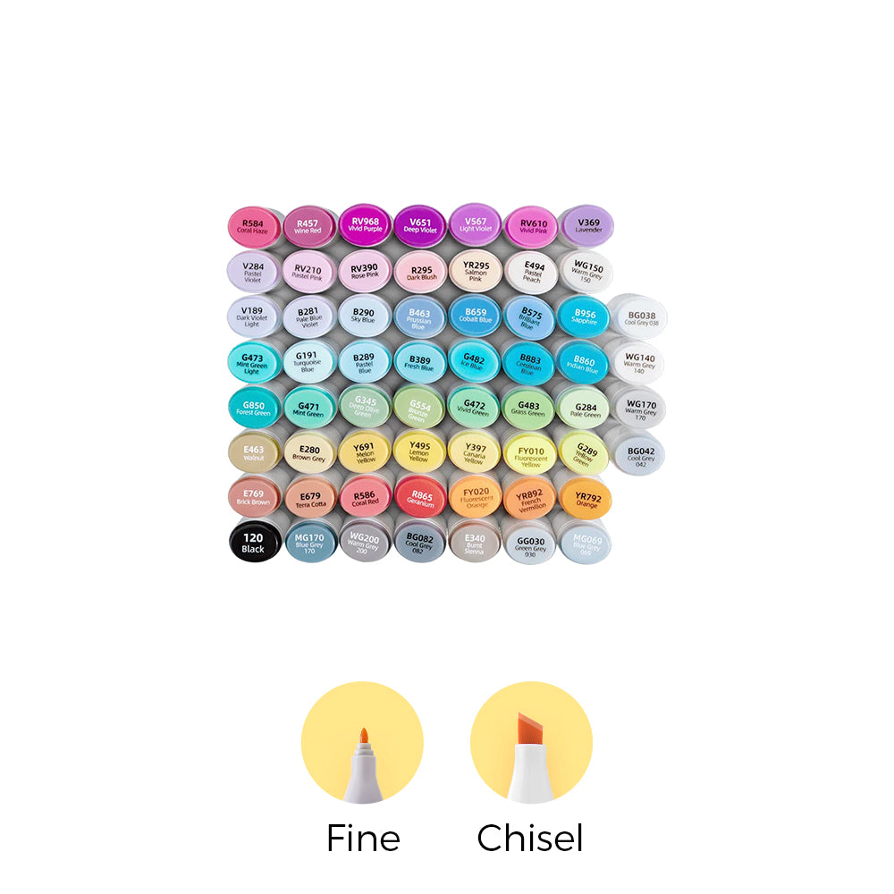 Oahu 60 Colors Dual Tips Alcohol Art Markers Fine & Chisel
