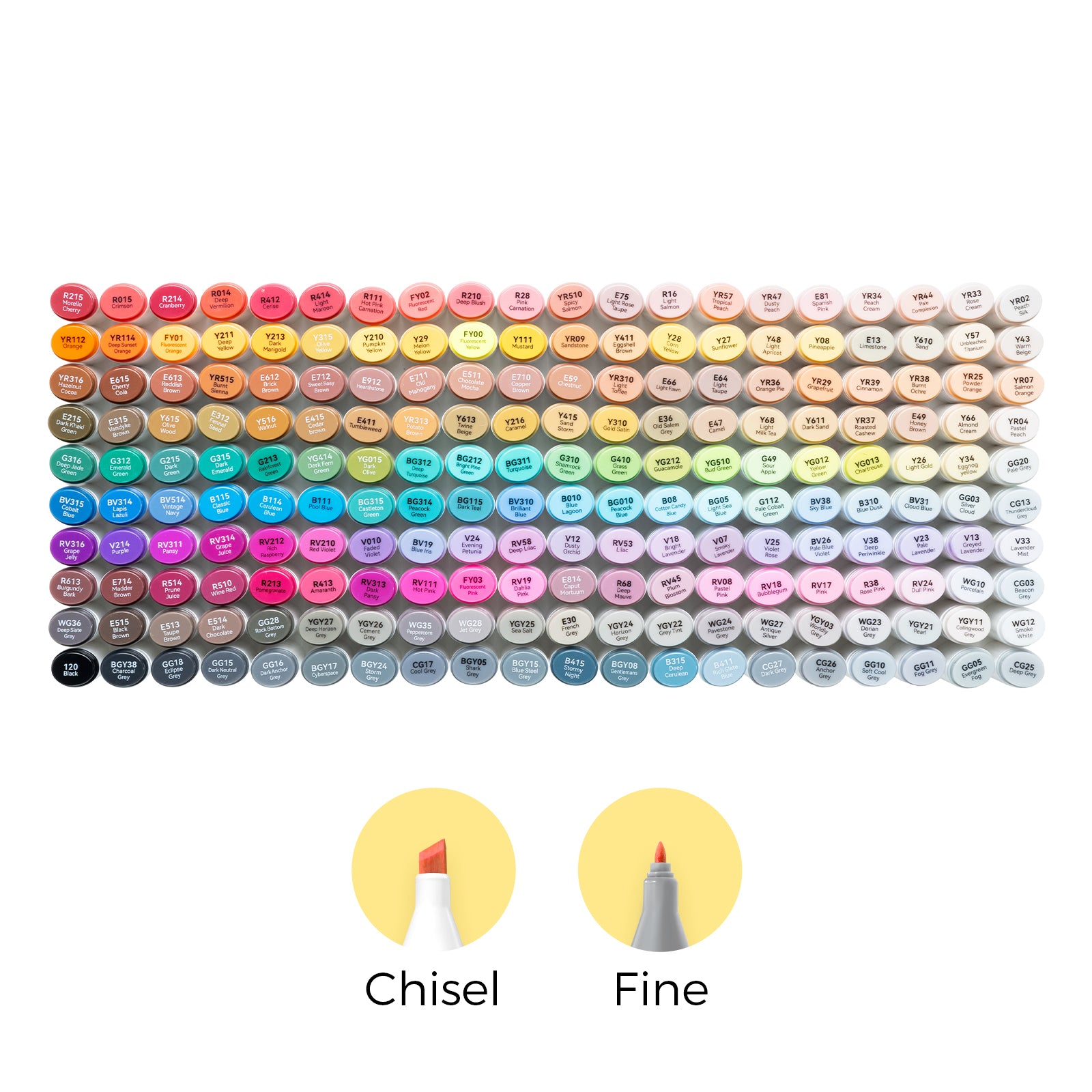Oahu 200 Colors Dual Tips Alcohol Art Markers Fine & Chisel
