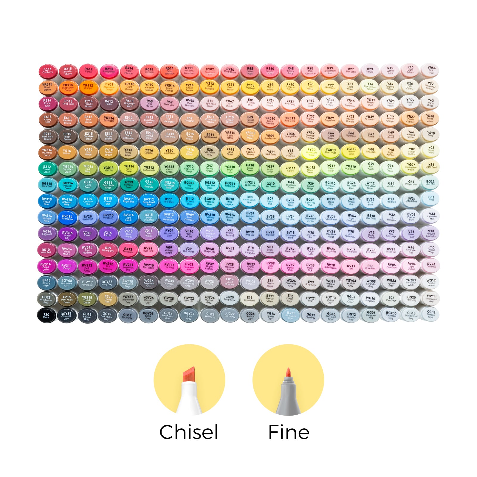 Oahu 320 Colors Dual Tips Alcohol Art Markers Fine & Chisel