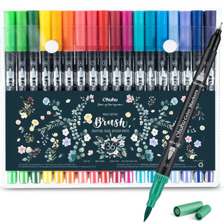 Ohuhu Maui 36 Colors Dual Tips Water Based Art Markers, Brush & Fineliner