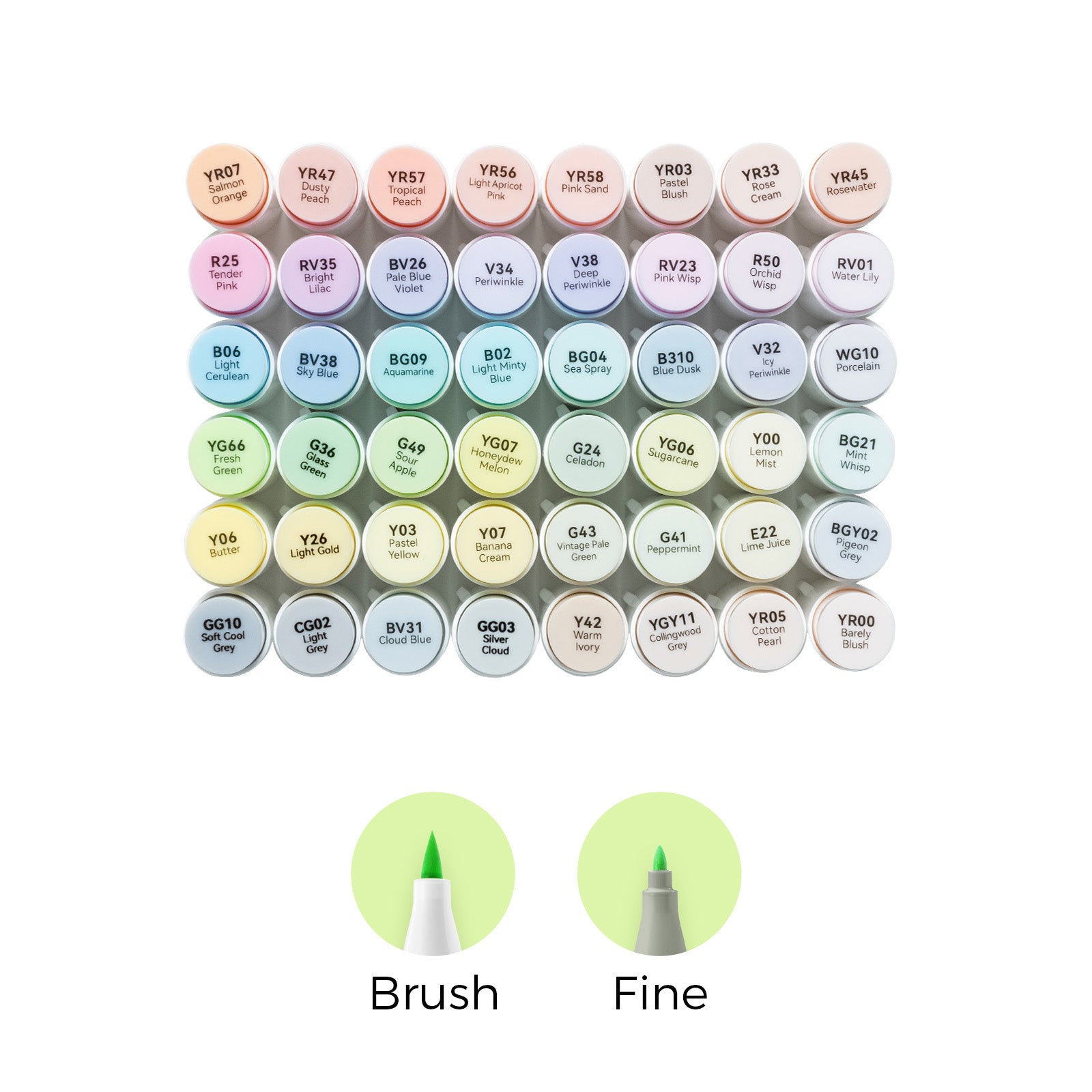 Honolulu 48 Pastel Colors Dual Tips Alcohol Art Markers Blossoming