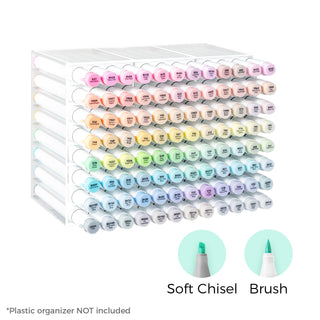 Ohuhu Honolulu² S 96 Pastel Colors Alcohol Art Markers, Brush & Soft Chisel