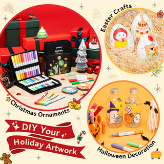 Ohuhu 24 Colors Brush & Bullet Automatic Ink Control Acrylic Markers - Waimoku