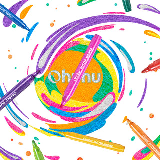 Ohuhu Water-Based Glitter Metallic Marker Pens, 12 Shimmer Colors