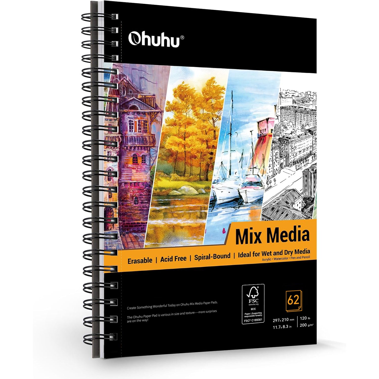 Spiral Bound Mix Media Pad Multiple Techniques