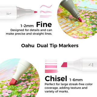 Oahu Artists' Pens & Markers – Coloured Pens, Drawing Pens, Fiber-Tip Markers, Permanent Markers, Ideal for Drawing, Sketching, Coloring & Creative Art Projects