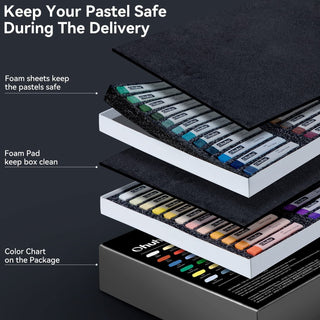 Ohuhu 72 Long Chalk Pastels Set for Adults Kids Beginners