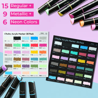 Ohuhu Dual Nib Waterproof Acrylic Pen 30 / 60 / 90 Colors