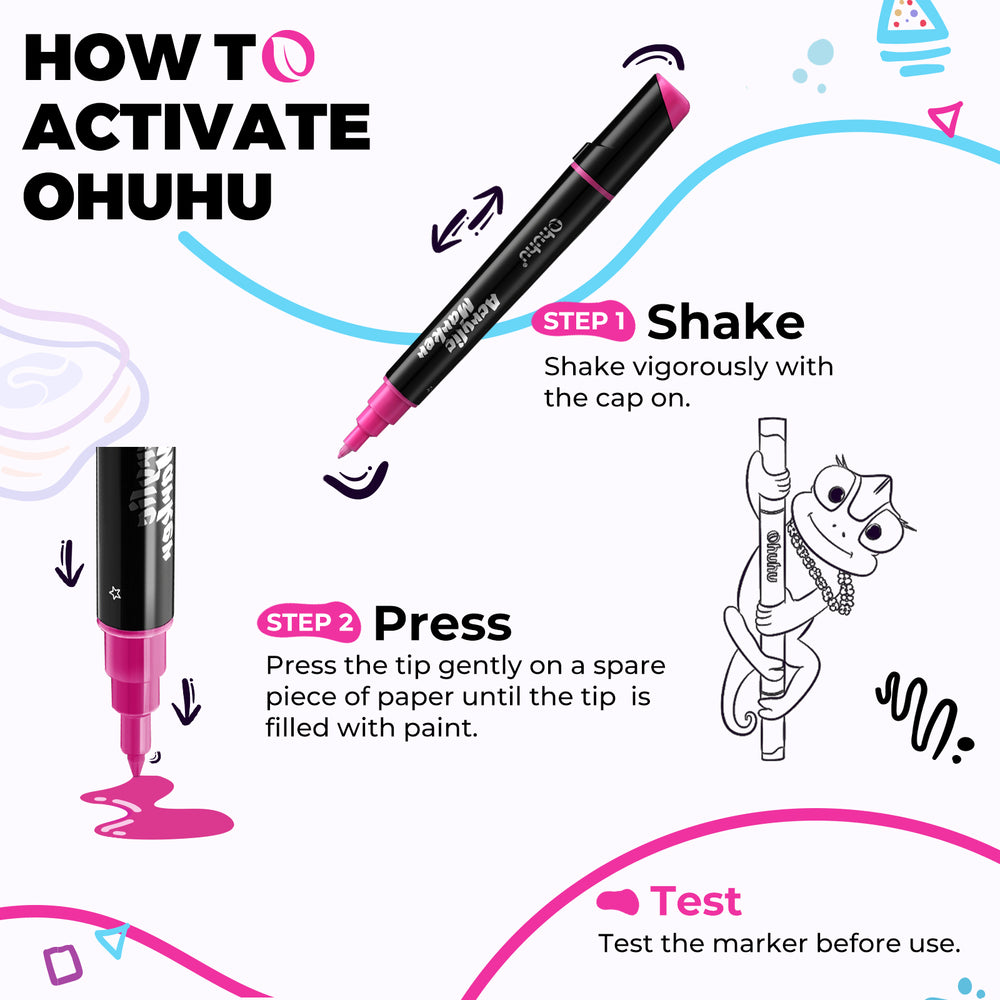 Ohuhu Dual Nib Waterproof Acrylic Pen 30 / 60 / 90 Colors